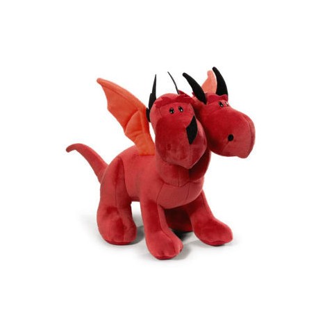 Dragón doble cabeza rojo 50cm parado
